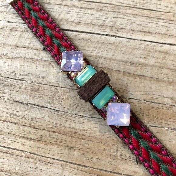 Boho Woven Tapestry Jewel Bracelet - Picture 1 of 4
